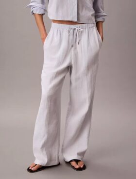 Pantaloni cu talie elastică din tifon dublu