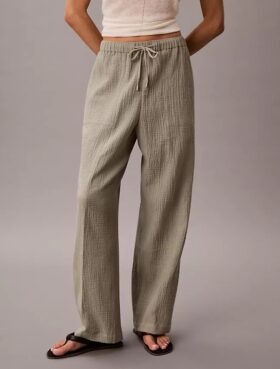 Pantaloni cu talie elastică din tifon dublu