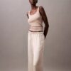 Pantaloni de dormit din satin cu picior larg