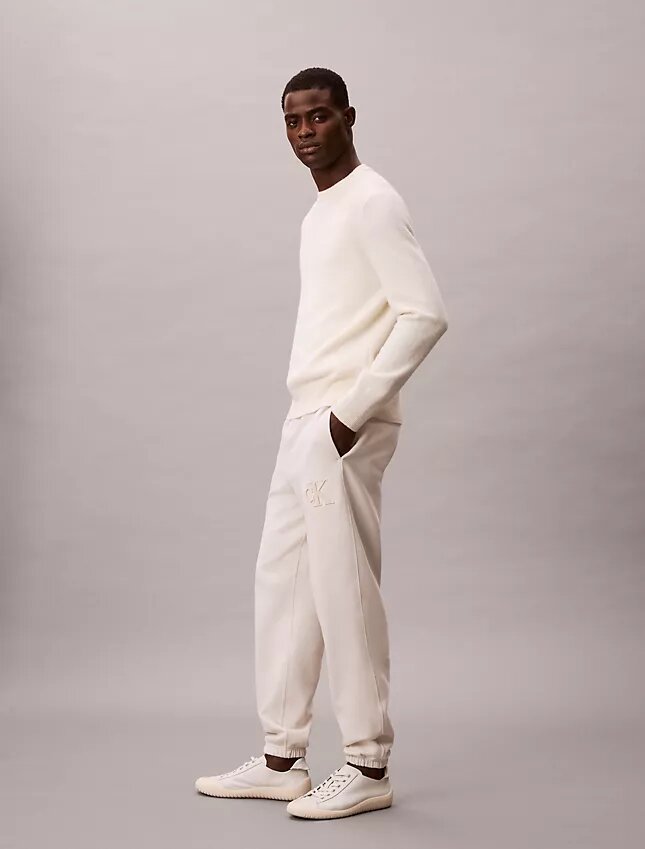 Pantaloni de jogging cu patch Monogram din fleece Pantaloni de jogging cu patch Monogram din fleece
