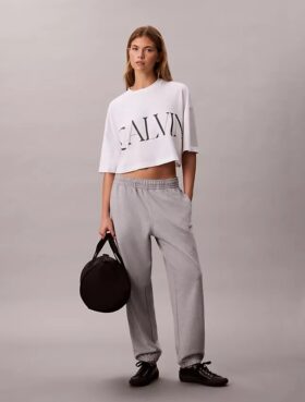 Pantaloni de jogging din material French Terry cu imprimeu Monologo
