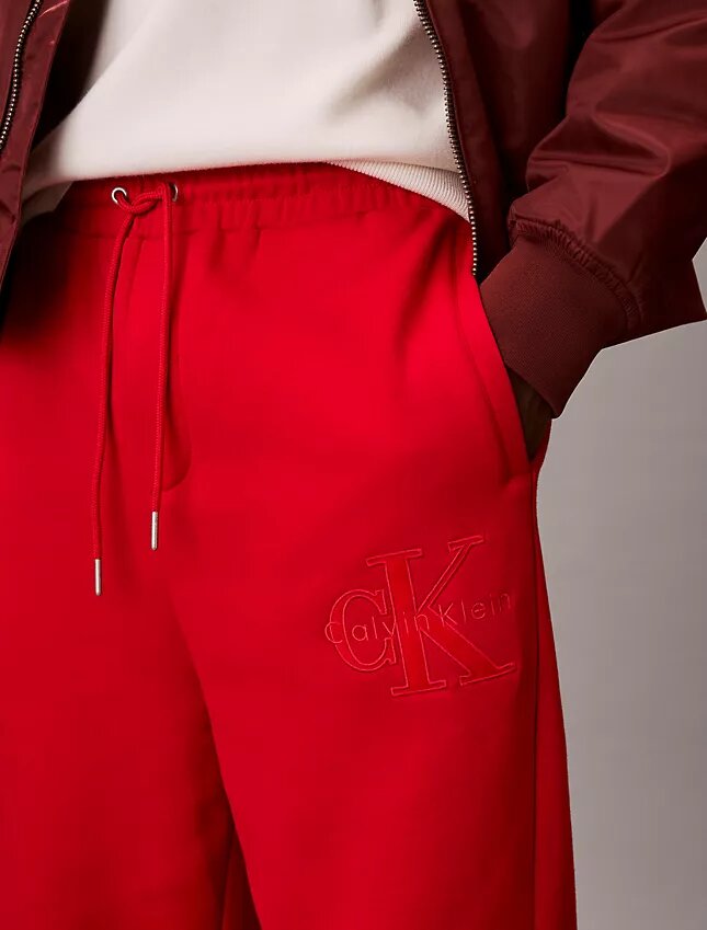 Pantaloni de trening din fleece cu monogramă Pantaloni de trening din fleece cu monogramă