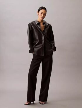 Pantaloni din amestec de gabardină de lână
