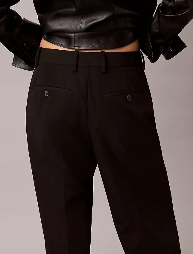 Pantaloni din amestec de gabardină de lână Pantaloni din amestec de gabardină de lână