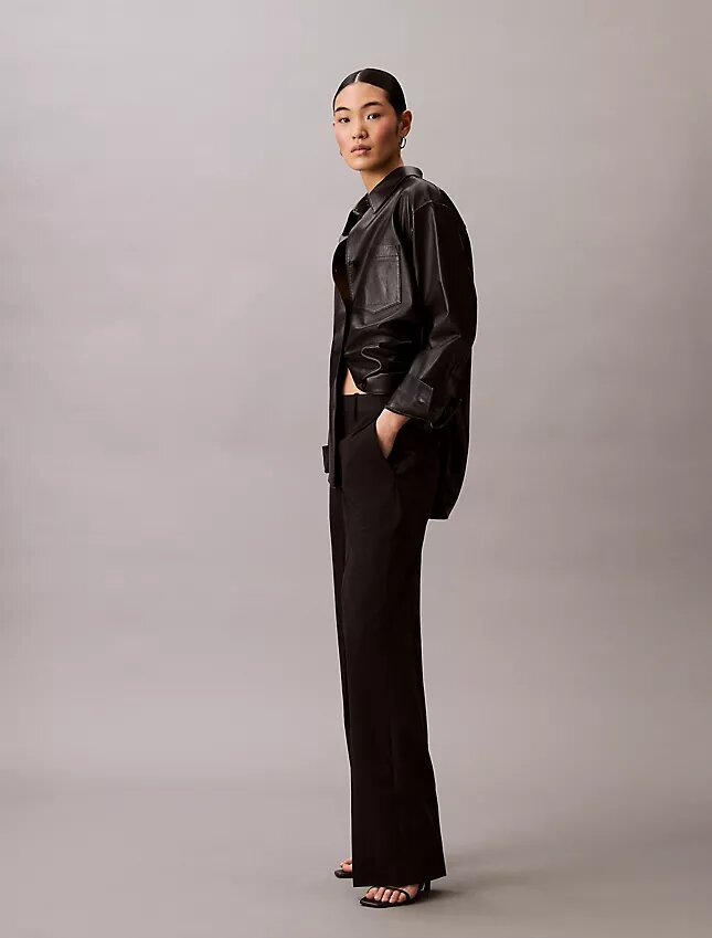 Pantaloni din amestec de gabardină de lână Pantaloni din amestec de gabardină de lână