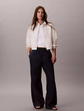 Pantaloni din denim tip parașută