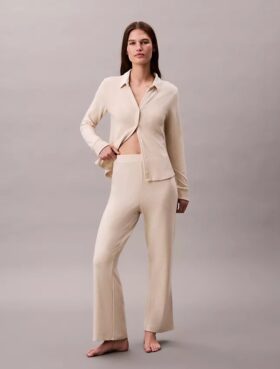 Pantaloni din țesătură interlock periată