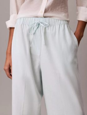 Pantaloni din in și bumbac, fără nasturi