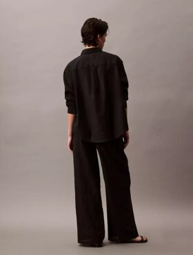 Pantaloni din in și bumbac, fără nasturi