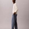 Pantaloni drepți din cambric, fără nasturi Pantaloni drepți din cambric, fără nasturi
