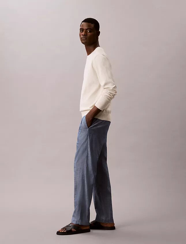 Pantaloni drepți din cambric, fără nasturi Pantaloni drepți din cambric, fără nasturi
