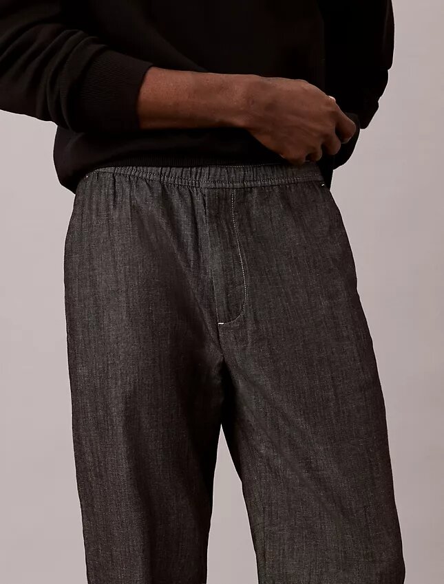 Pantaloni drepți din cambric, fără nasturi Pantaloni drepți din cambric, fără nasturi