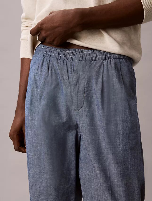 Pantaloni drepți din cambric, fără nasturi Pantaloni drepți din cambric, fără nasturi