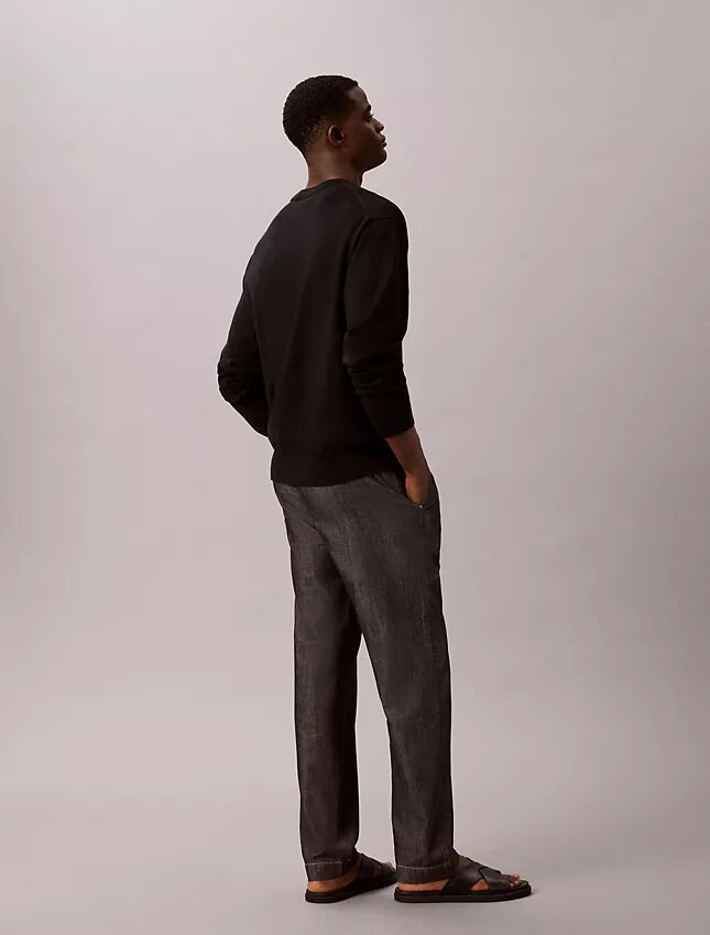 Pantaloni drepți din cambric, fără nasturi Pantaloni drepți din cambric, fără nasturi