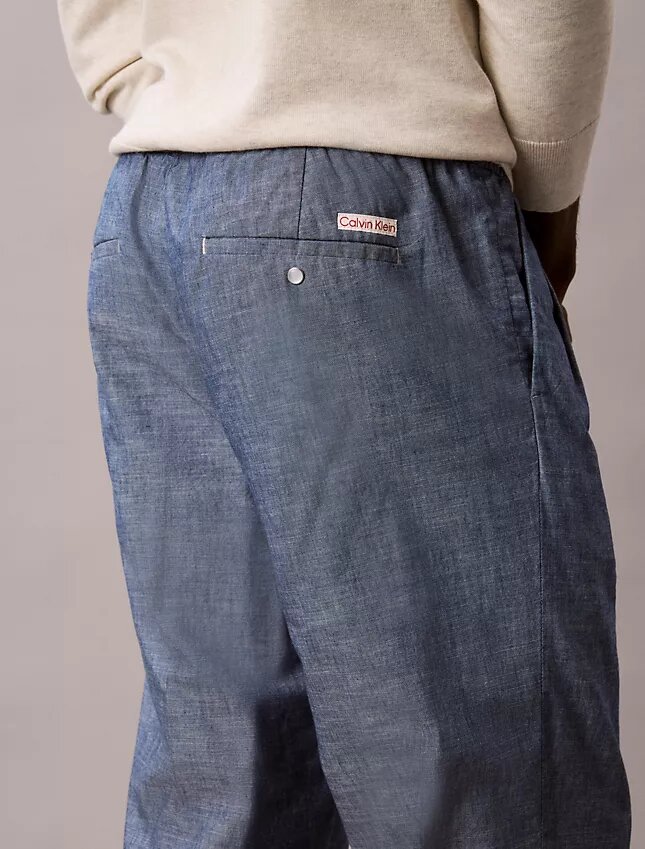 Pantaloni drepți din cambric, fără nasturi Pantaloni drepți din cambric, fără nasturi