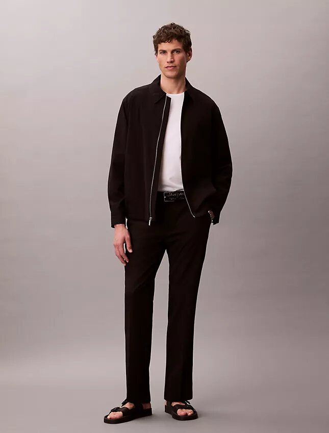 Pantaloni drepți din seersucker Pantaloni drepți din seersucker