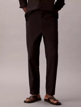 Pantaloni drepți din seersucker