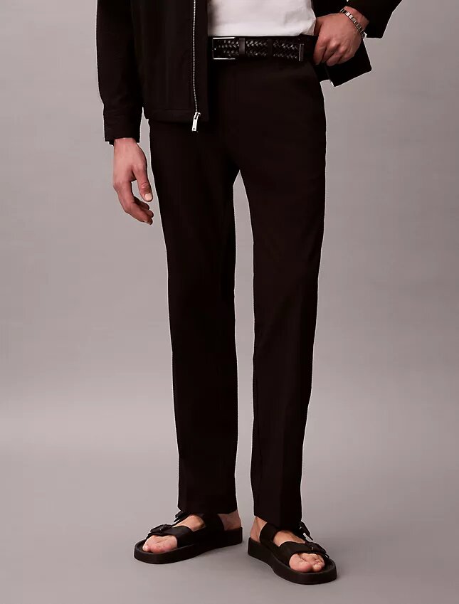 Pantaloni drepți din seersucker Pantaloni drepți din seersucker