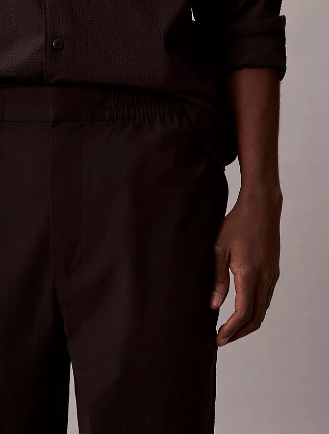 Pantaloni drepți din seersucker Pantaloni drepți din seersucker