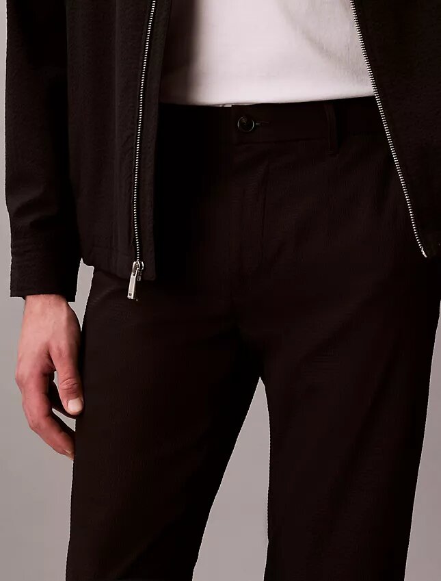 Pantaloni drepți din seersucker Pantaloni drepți din seersucker