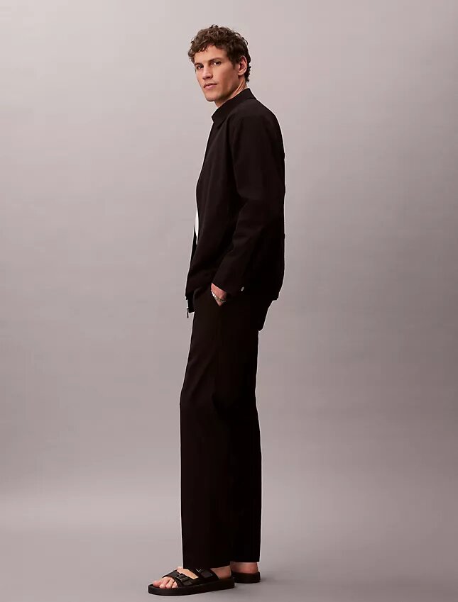 Pantaloni drepți din seersucker Pantaloni drepți din seersucker