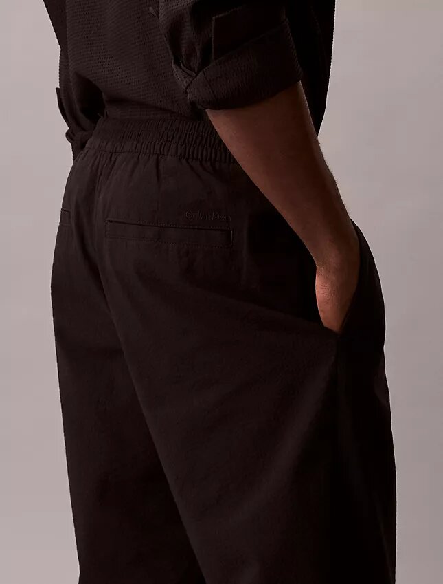 Pantaloni drepți din seersucker Pantaloni drepți din seersucker
