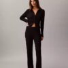 Pantaloni evazați din amestec de lână merino și lurex Pantaloni evazați din amestec de lână merino și lurex