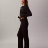 Pantaloni evazați din amestec de lână merino și lurex Pantaloni evazați din amestec de lână merino și lurex