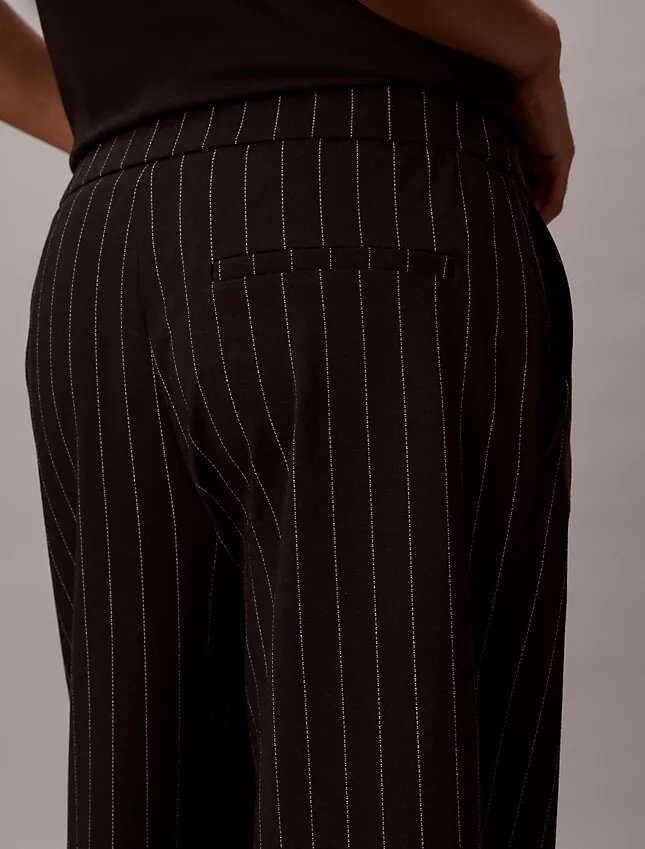 Pantaloni largi cu dungi din țesătură Ponte Pantaloni largi cu dungi din țesătură Ponte