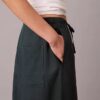 Pantaloni largi cu șnur din amestec de in