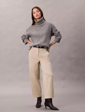 Pantaloni largi din bumbac Cotton Stretch