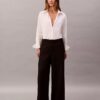 Pantaloni largi din gabardină de lână Pantaloni largi din gabardină de lână