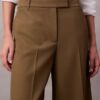 Pantaloni largi din gabardină de lână Pantaloni largi din gabardină de lână