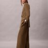 Pantaloni largi din gabardină de lână Pantaloni largi din gabardină de lână