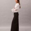 Pantaloni largi din gabardină de lână Pantaloni largi din gabardină de lână
