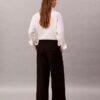 Pantaloni largi din gabardină de lână Pantaloni largi din gabardină de lână