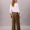 Pantaloni largi din gabardină de lână Pantaloni largi din gabardină de lână
