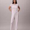 Pantaloni largi din modal elastic cu cusături în picătură
