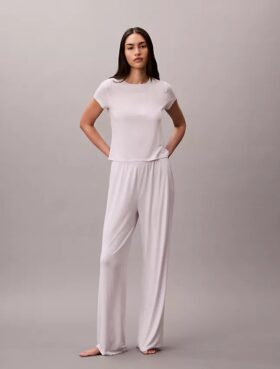 Pantaloni largi din modal elastic cu cusături în picătură