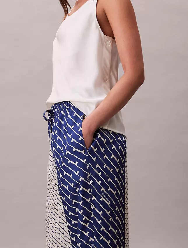 Pantaloni largi din twill de viscoză imprimat Pantaloni largi din twill de viscoză imprimat