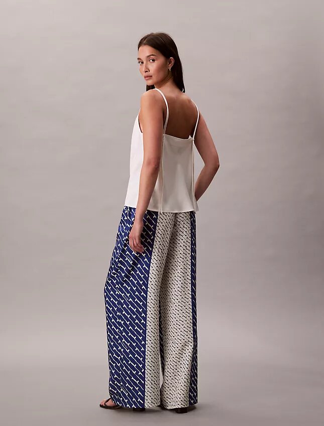 Pantaloni largi din twill de viscoză imprimat Pantaloni largi din twill de viscoză imprimat