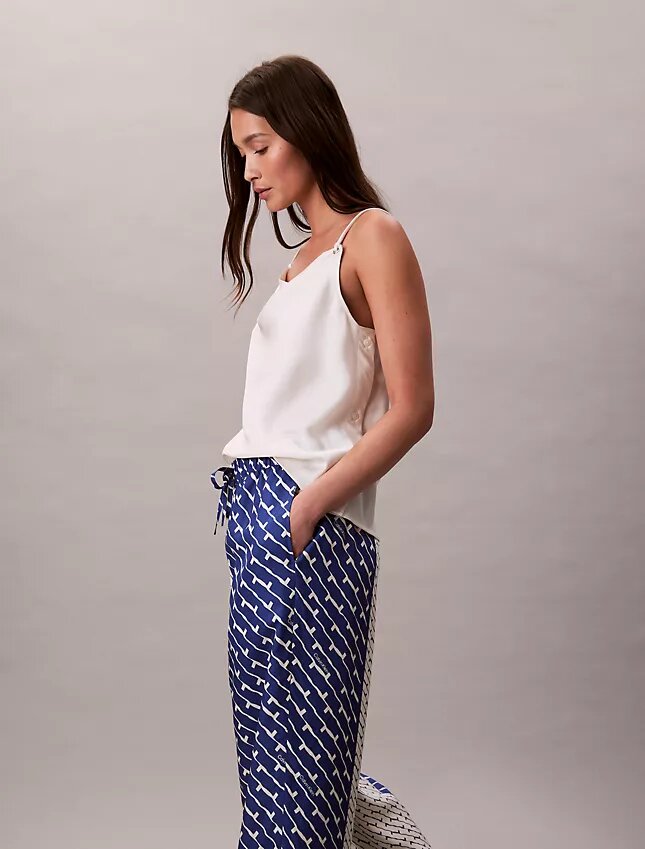 Pantaloni largi din twill de viscoză imprimat Pantaloni largi din twill de viscoză imprimat