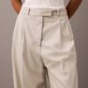 Pantaloni plisați din amestec de gabardină de lână