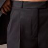 Pantaloni plisați din amestec de gabardină de lână