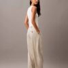 Pantaloni plisați din amestec de gabardină de lână