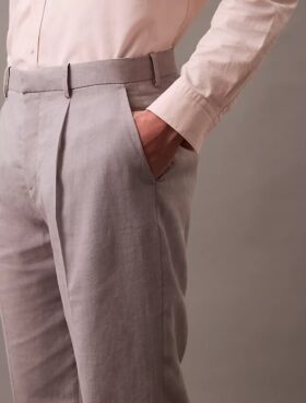 Pantaloni plisați din amestec de in