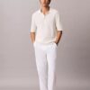 Pantaloni plisați din amestec de in, cu talie elastică Pantaloni plisați din amestec de in, cu talie elastică
