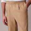 Pantaloni plisați din amestec de in, cu talie elastică Pantaloni plisați din amestec de in, cu talie elastică