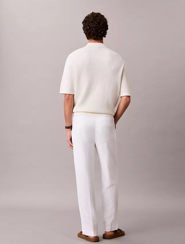 Pantaloni plisați din amestec de in, cu talie elastică Pantaloni plisați din amestec de in, cu talie elastică