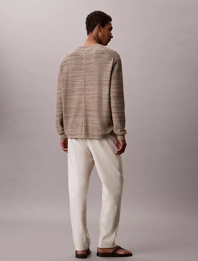 Pantaloni plisați din amestec de in, cu talie elastică Pantaloni plisați din amestec de in, cu talie elastică